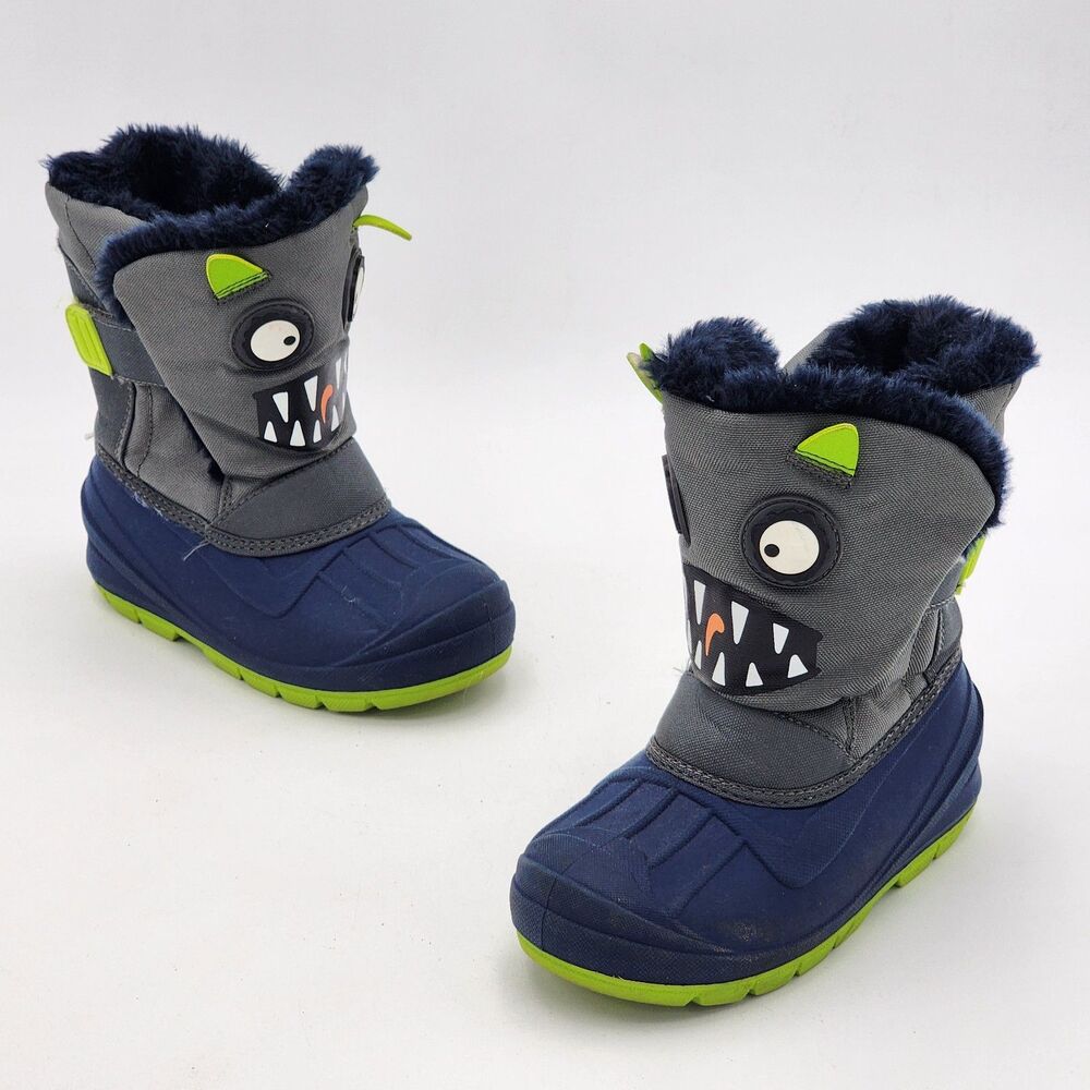 Cat & Jack Kids Monster Thermolite Snow Boots Waterproof Blue Toddler's Size 10
